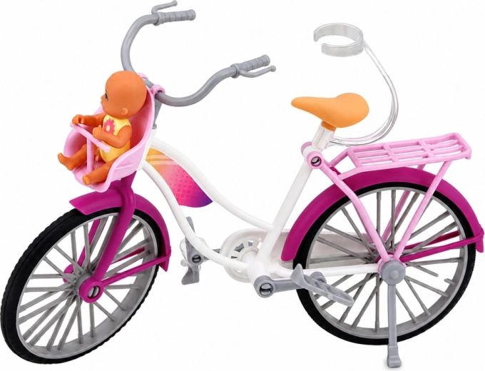 Bicycle with child seat and baby doll