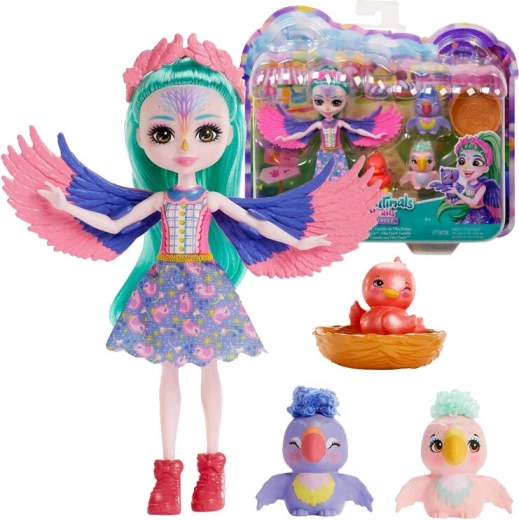 Enchantimals lėlė Filia Finch su papūgų šeimynėle