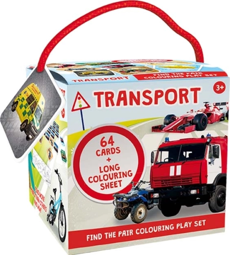 Kelioninis atminties žaidimas (pexeso) su spalvinimo lapu Transportas