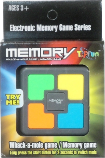 Electronic memory game with colorful buttons