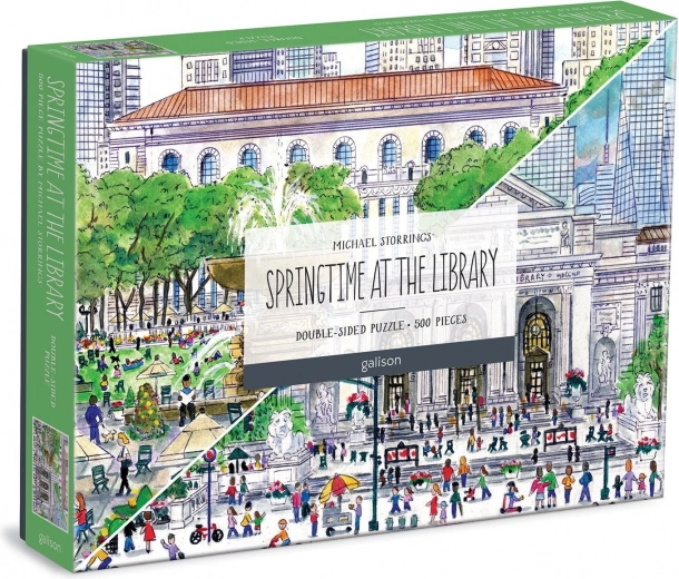 Double-Sided Puzzle Springtime at the Library 500 Pieces