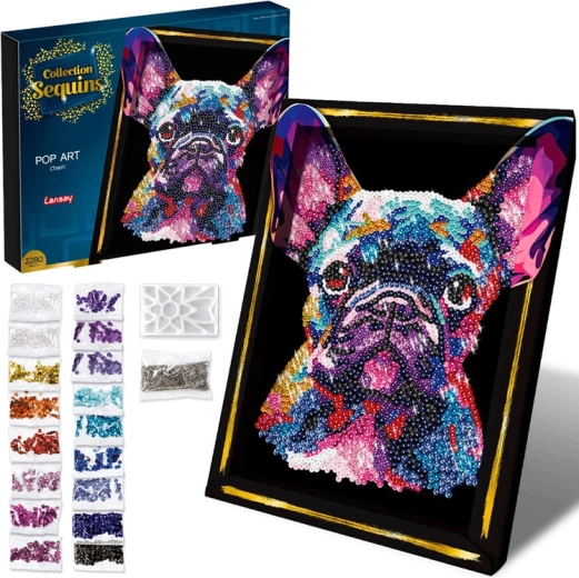 Sequin Pop Art Picture – French Bulldog (creative kit)