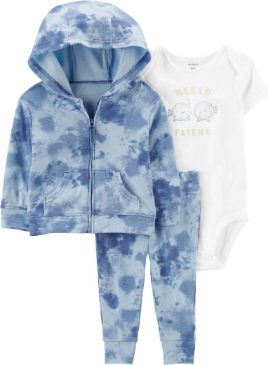 Carter's three-piece set for girls Pink ocean – sweatshirt, leggings and short-sleeve bodysuit