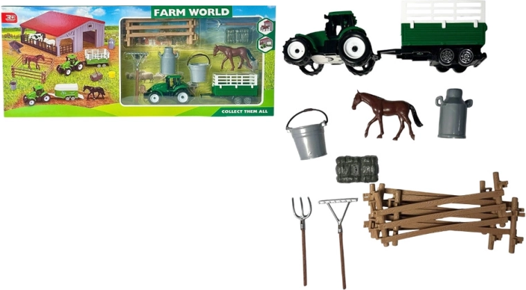 Farm playset: farm with animals, tractor and horse figure