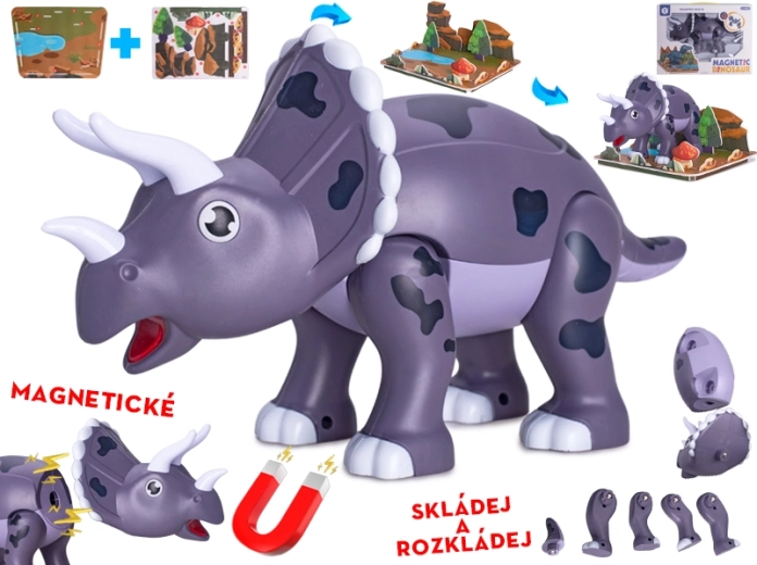 Magnetinis dinozauras Triceratops 28 cm – konstruktorius vaikams