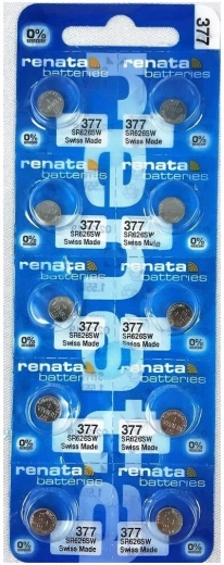 Mygtukinės baterijos RENATA 377/376 1,55 V – pakuotė 10 vnt.