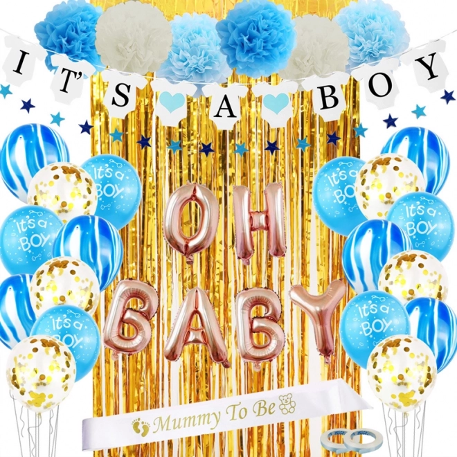Set of Balloons and Props for Baby Shower - It's a Boy