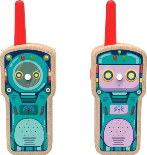 2Kids Toys medinės vaikiškos racijos su roboto motyvu (2 vnt. rinkinys)