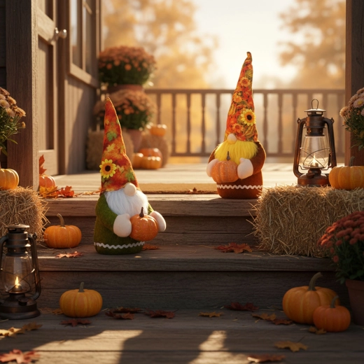Autumn decoration – gnome with pumpkin, 35 × 13 × 13 cm - 1 piece