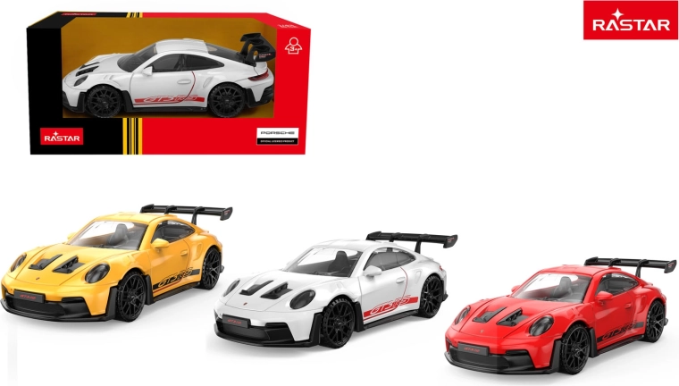 Metalinio automobilio modelis Rastar Porsche 911 GT3 RS 1:43 geltonas – 1 vnt.
