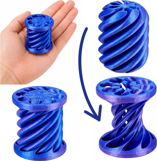 Spiralinė 3D konstrukcija sklandžiam sukimuisi