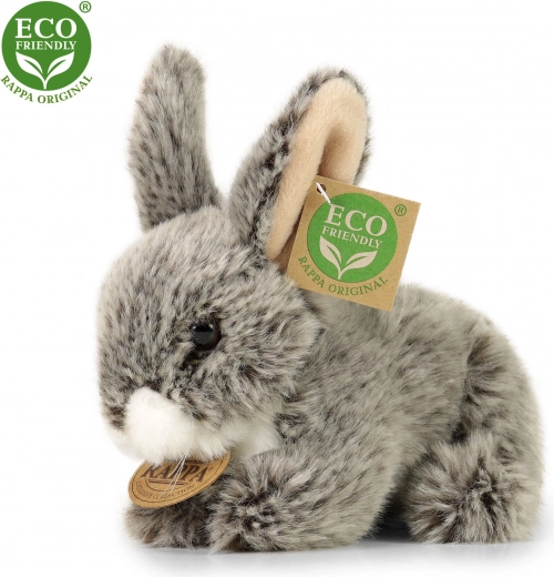 Pliušinis tamsiai pilkas gulintis triušiukas 17 cm, ECO friendly
