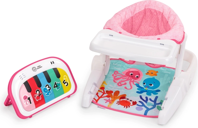 Baby Einstein 4-in-1 Tappin' Tunes Learn-to-Sit Interactive Seat, Pink