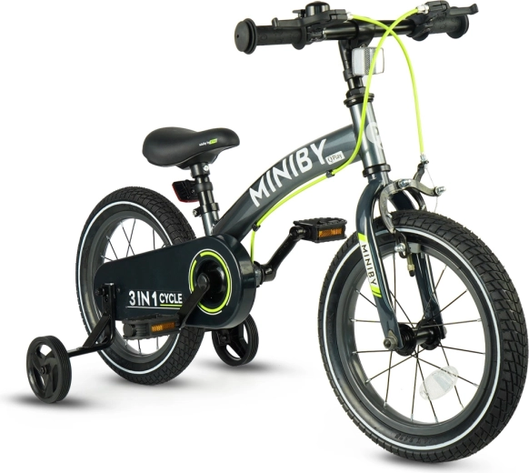 Qplay Miniby 3in1 vaikiškas dviratis 14" pilkas