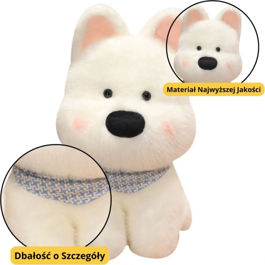 Pliušinis šuniukas su mėlyna skarele, baltas 33 cm