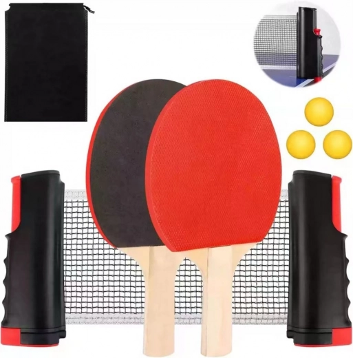 Table tennis set – telescopic net, 2 paddles and 3 balls