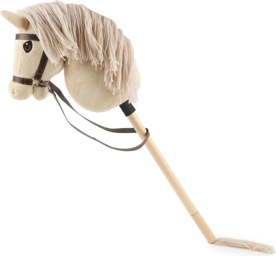 Bieco beige hobby horse on a stick, size S