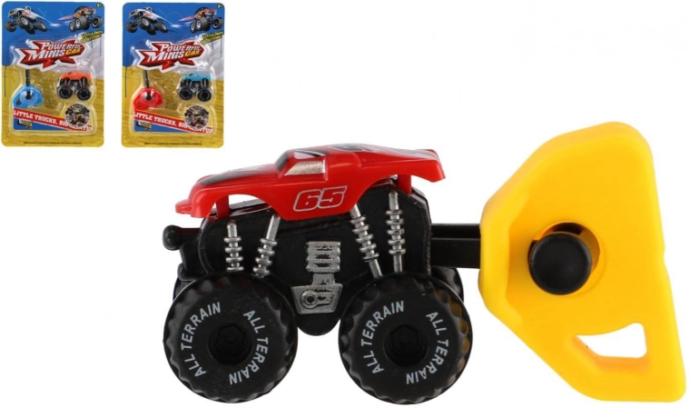 Mini iššaunamas monster truck automobiliukas, plastikas, 4 cm, 3 spalvos