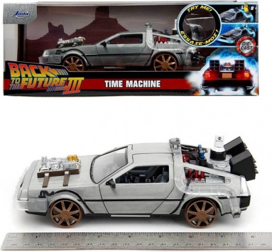 DeLorean „Atgal į ateitį III“ 1:24 metalinis modelis su atidaromomis durimis (Jada Toys)