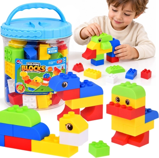 Semi-Soft Sensory Building Blocks in a Storage Jar, 41 Pieces