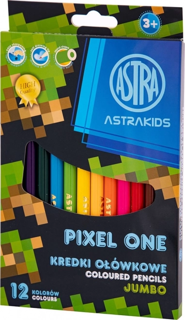 Spalvoti pieštukai ASTRA Pixel One jumbo 12 vnt.