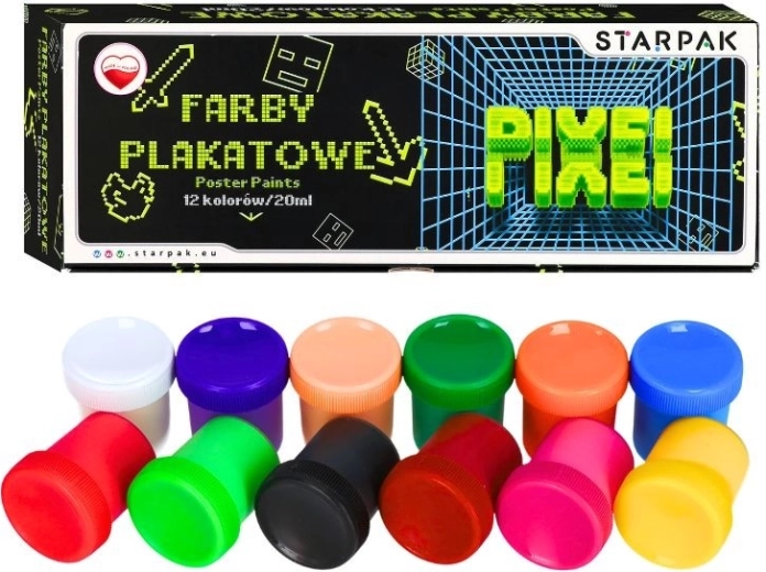 Plakatiniai dažai Game Pixel, 12 spalvų