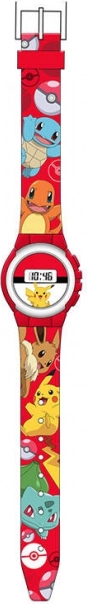 Raudonas skaitmeninis vaikiškas „Pokémon“ laikrodis