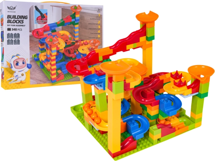 Colorful Marble Run Building Set with 348 Pieces