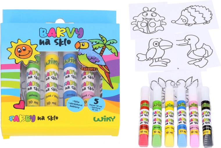 Set of Glass Paints 5+1 with Outline