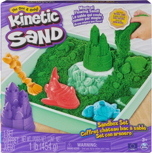 Kinetic Sand – žalias stalo kinetinio smėlio rinkinys su padėklu