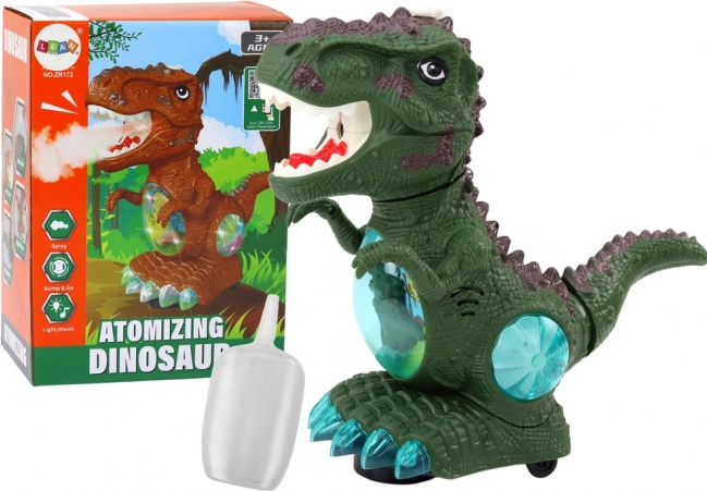 Žalias šokantis dinozauras su kliūčių jutikliu ir šviesos efektais