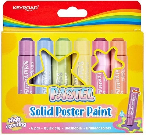 Kietieji temperiniai dažai pieštuke KEYROAD Pastel – rinkinys 6 vnt.