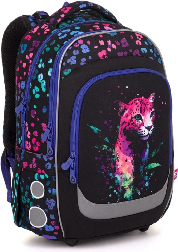Topgal mokyklinė kuprinė LORI su neoniniu leopardu