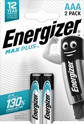 Energizer Max Plus AAA šarminės baterijos, 2 vnt.
