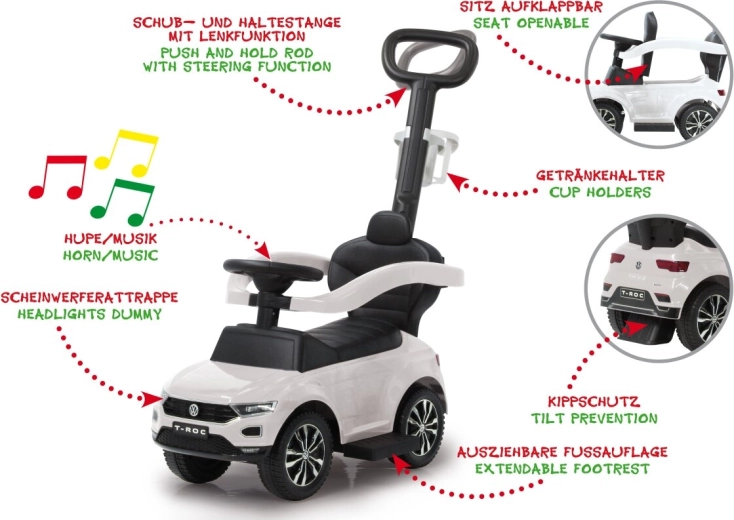 Jamara balansinis dviratukas Volkswagen T-ROC 3 viename, baltas