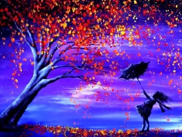Deimantinė mozaika „Magiškas medis su mergina“ 30 × 40 cm