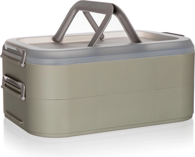 Dviejų aukštų nešiojamas vakarėlių dėžės rinkinys su dangčiu LATTE, 40 × 28 × 17,8 cm