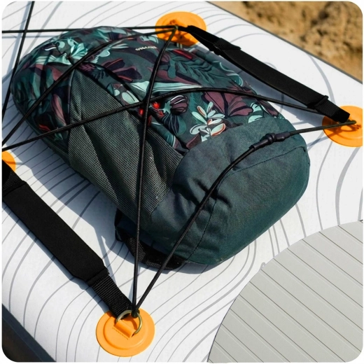 Front bungee storage area for gear