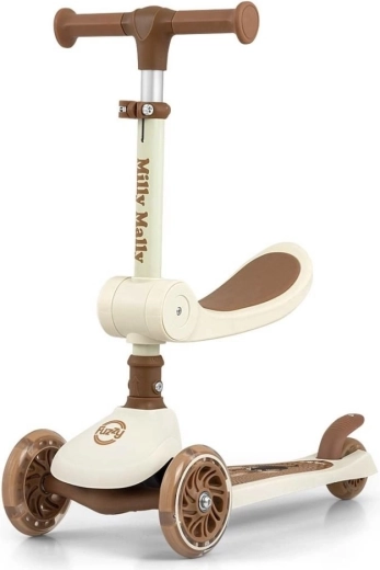 FUZZY Classic kids’ three-wheel scooter with seat – beige