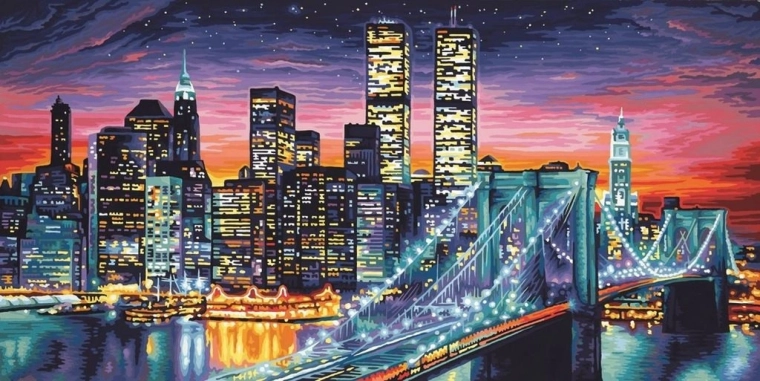 Deimantinė mozaika „Naktinis Niujorkas“ 30 × 40 cm