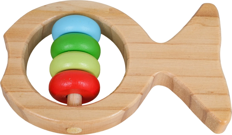 Fish-shaped wooden rattle