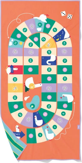 Quut kids’ 2-in-1 towel & game mat – Goose Game, 140 × 70 cm