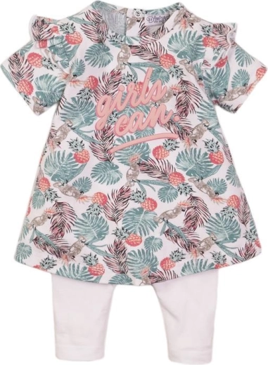 Dirkje two-piece dress set for kids – white and tropical multicolor