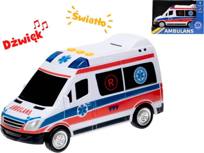 Toy ambulance with Polish design – friction motor, light and sound