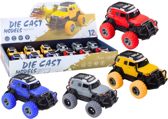 Visureigis automobilis 1:32 metalinis, guminiai ratai, šviesos, garsai, inercinis (patrauk ir paleisk)