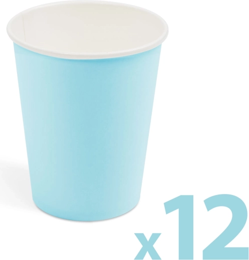 Mėlyni popieriniai puodeliai, 250 ml, 12 vnt.