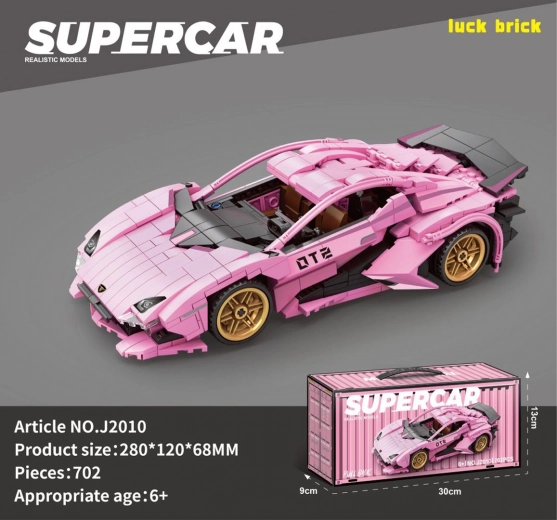Pink sports car building set 702 pieces