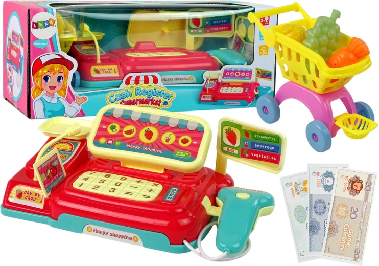 Children's Cash Register with Shopping Basket and Scanner