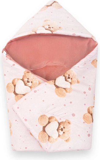 Insulated car seat swaddle Belisima Love Teddy Bear pink