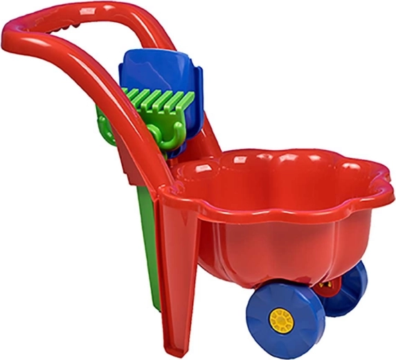 Children's Garden Wheelbarrow with Shovel and Rake BAYO Daisy – Red